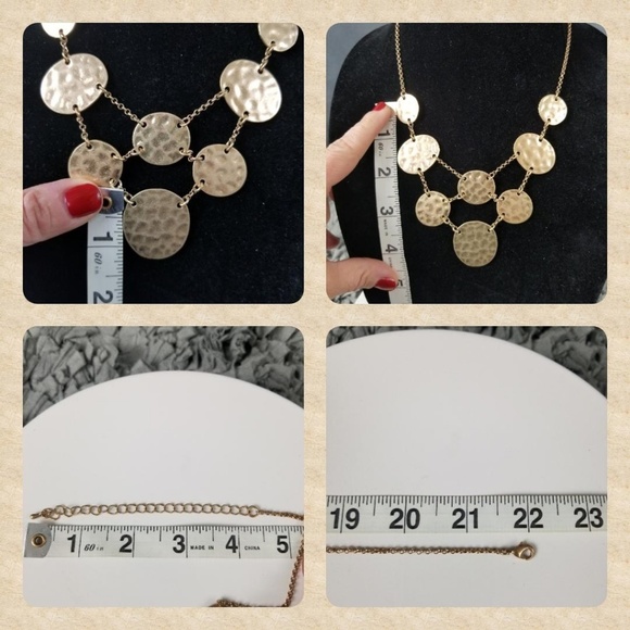 Matte Hammared Disc Statement Necklace - Picture 3 of 3